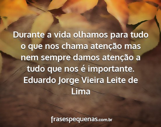 Eduardo Jorge Vieira Leite de Lima - Durante a vida olhamos para tudo o que nos chama...