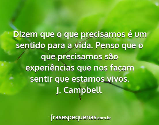 J. Campbell - Dizem que o que precisamos é um sentido para a...