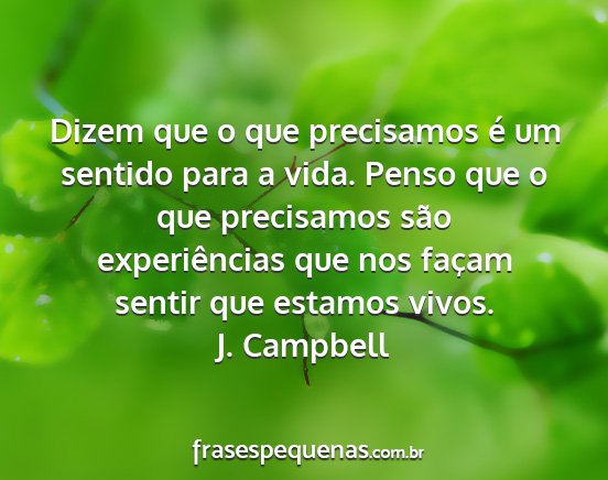 J. Campbell - Dizem que o que precisamos é um sentido para a...