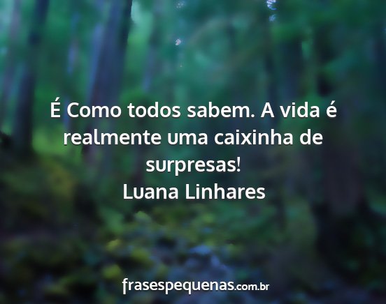 Luana Linhares - É Como todos sabem. A vida é realmente uma...