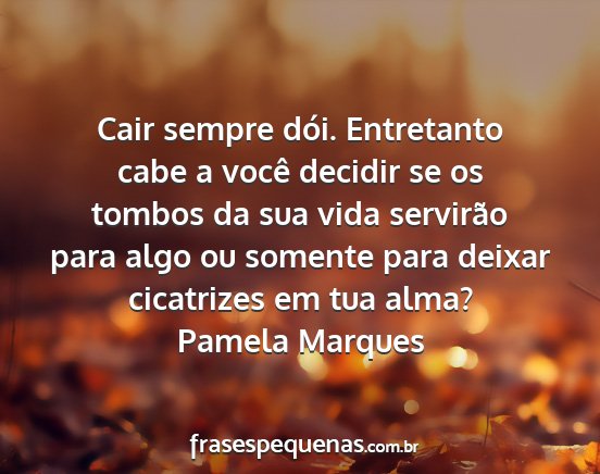 Pamela Marques - Cair sempre dói. Entretanto cabe a você decidir...