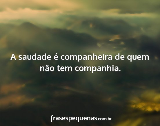 A saudade é companheira de quem não tem...