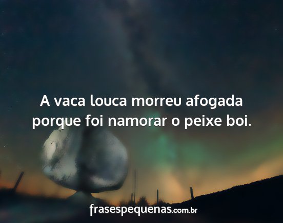 A vaca louca morreu afogada porque foi namorar o...
