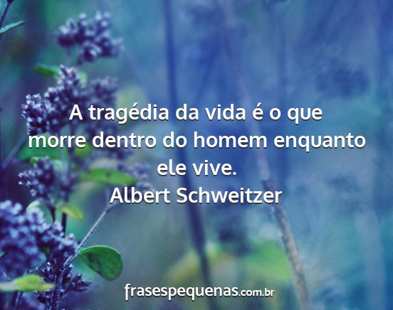Albert Schweitzer - A tragédia da vida é o que morre dentro do...