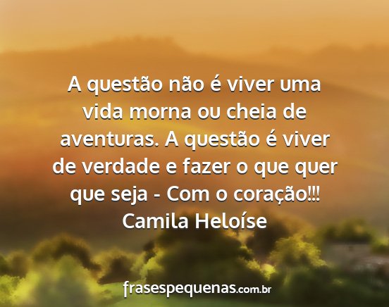 Camila Heloíse - A questão não é viver uma vida morna ou cheia...