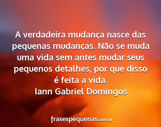 Iann Gabriel Domingos - A verdadeira mudança nasce das pequenas...