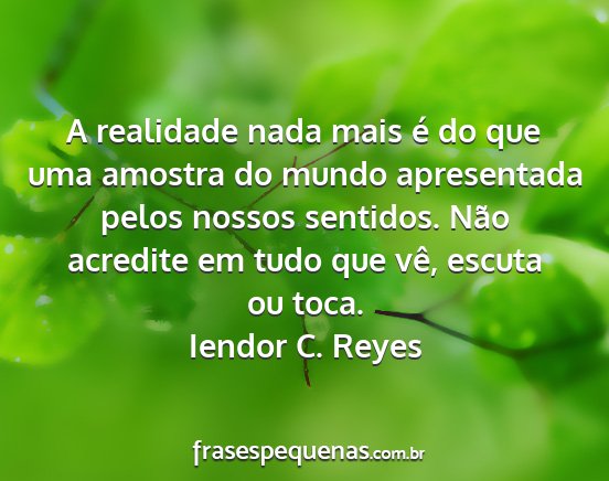 Iendor C. Reyes - A realidade nada mais é do que uma amostra do...