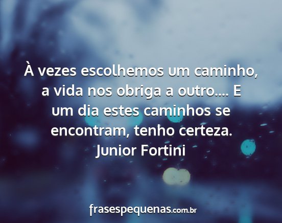 Junior Fortini - À vezes escolhemos um caminho, a vida nos obriga...