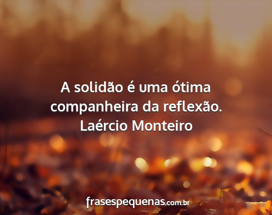 Laércio Monteiro - A solidão é uma ótima companheira da reflexão....