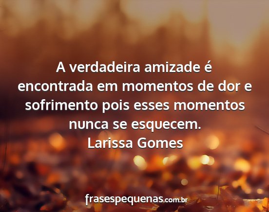 Larissa Gomes - A verdadeira amizade é encontrada em momentos de...
