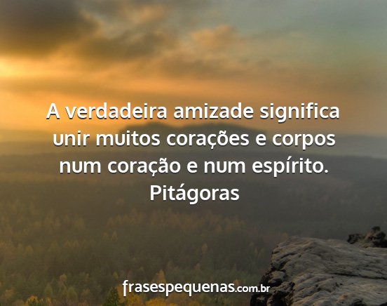 Pitágoras - A verdadeira amizade significa unir muitos...