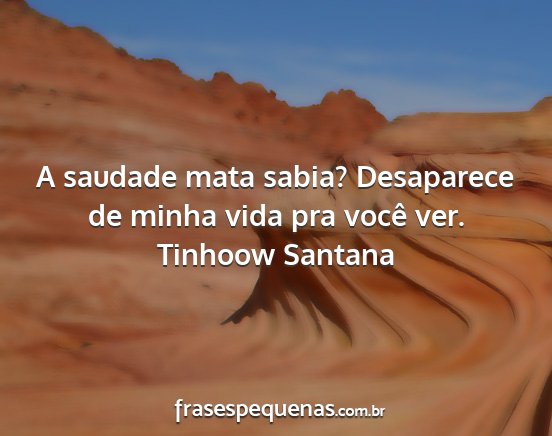 Tinhoow Santana - A saudade mata sabia? Desaparece de minha vida...