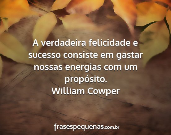 William Cowper - A verdadeira felicidade e sucesso consiste em...
