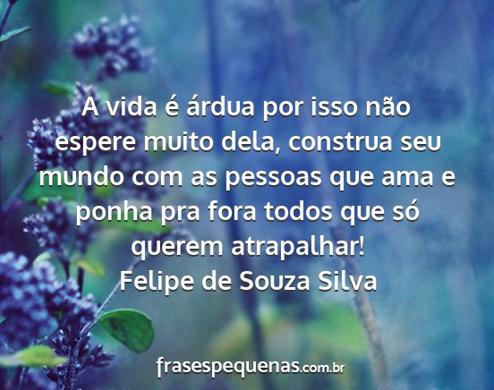 Felipe de Souza Silva - A vida é árdua por isso não espere muito dela,...