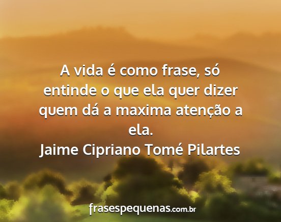 Jaime Cipriano Tomé Pilartes - A vida é como frase, só entinde o que ela quer...