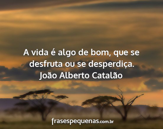 João Alberto Catalão - A vida é algo de bom, que se desfruta ou se...
