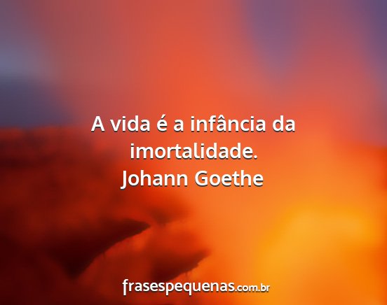 Johann Goethe - A vida é a infância da imortalidade....
