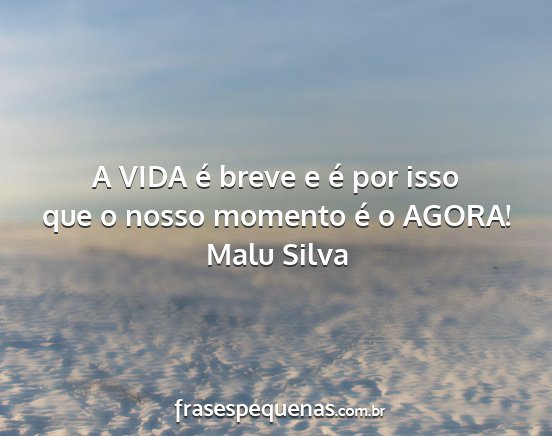 Malu Silva - A VIDA é breve e é por isso que o nosso momento...