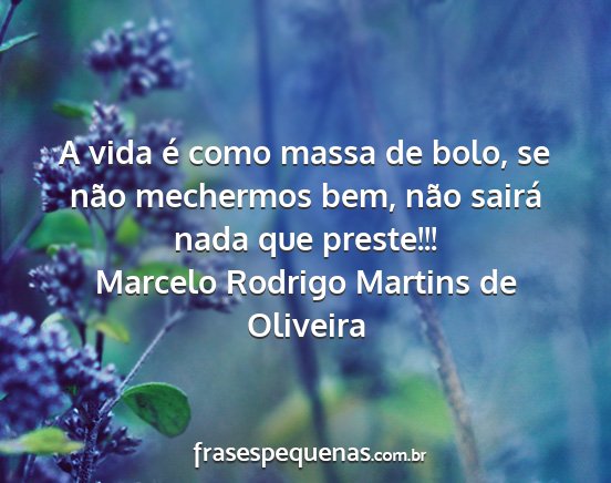 Marcelo Rodrigo Martins de Oliveira - A vida é como massa de bolo, se não mechermos...