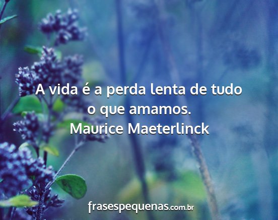 Maurice Maeterlinck - A vida é a perda lenta de tudo o que amamos....