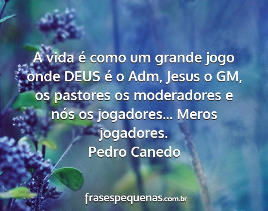 Pedro Canedo - A vida é como um grande jogo onde DEUS é o Adm,...