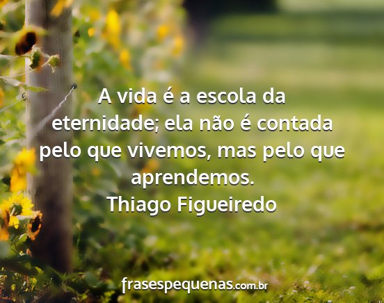 Thiago Figueiredo - A vida é a escola da eternidade; ela não é...