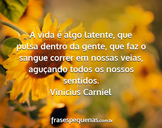 Vinicius Carniel - A vida é algo latente, que pulsa dentro da...