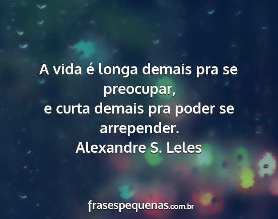 Alexandre S. Leles - A vida é longa demais pra se preocupar, e curta...