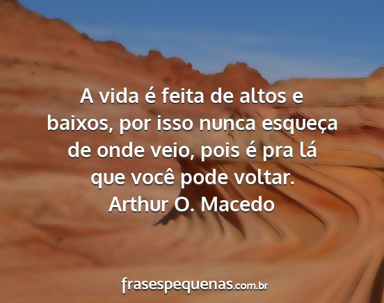 Arthur O. Macedo - A vida é feita de altos e baixos, por isso nunca...