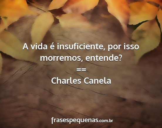 Charles Canela - A vida é insuficiente, por isso morremos,...
