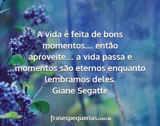 Giane Segatte - A vida é feita de bons momentos.... então...