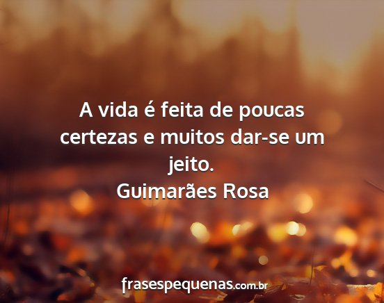 Guimarães Rosa - A vida é feita de poucas certezas e muitos...