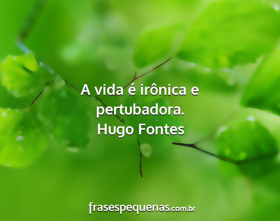 Hugo Fontes - A vida é irônica e pertubadora....