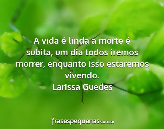 Larissa Guedes - A vida é linda a morte é subita, um dia todos...