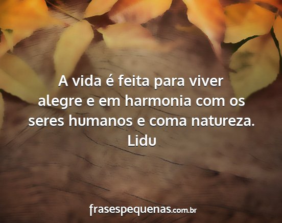 Lidu - A vida é feita para viver alegre e em harmonia...