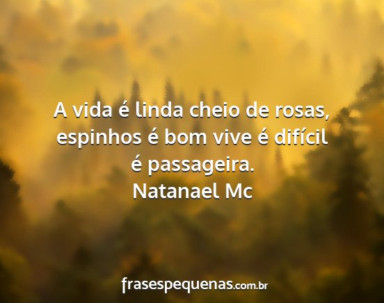 Natanael Mc - A vida é linda cheio de rosas, espinhos é bom...