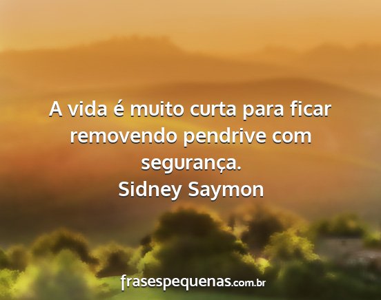 Sidney Saymon - A vida é muito curta para ficar removendo...