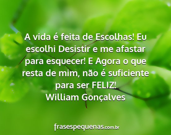 William Gonçalves - A vida é feita de Escolhas! Eu escolhi Desistir...