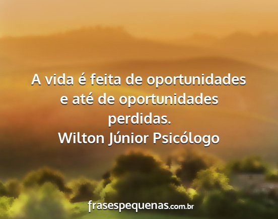 Wilton Júnior Psicólogo - A vida é feita de oportunidades e até de...
