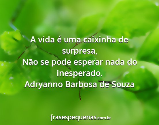 Adryanno Barbosa de Souza - A vida é uma caixinha de surpresa, Não se pode...