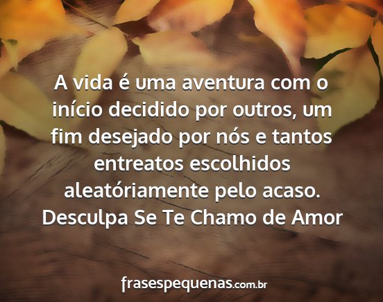 Desculpa Se Te Chamo de Amor - A vida é uma aventura com o início decidido por...