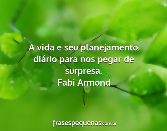 Fabi Armond - A vida e seu planejamento diário para nos pegar...