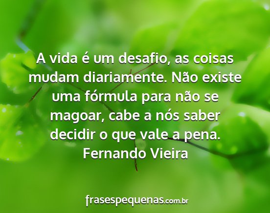 Fernando Vieira - A vida é um desafio, as coisas mudam...