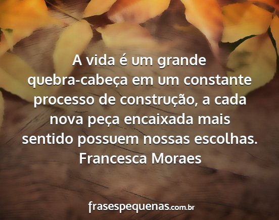 Francesca Moraes - A vida é um grande quebra-cabeça em um...