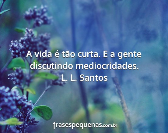 L. L. Santos - A vida é tão curta. E a gente discutindo...