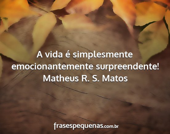 Matheus R. S. Matos - A vida é simplesmente emocionantemente...