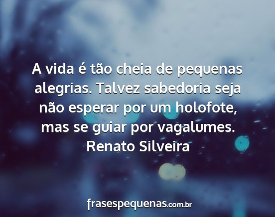 Renato Silveira - A vida é tão cheia de pequenas alegrias. Talvez...