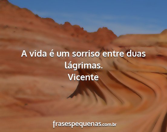 Vicente - A vida é um sorriso entre duas lágrimas....