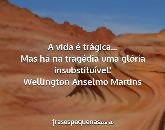 Wellington Anselmo Martins - A vida é trágica... Mas há na tragédia uma...
