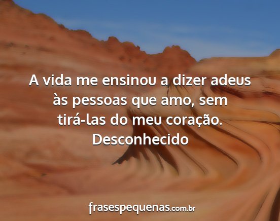 Desconhecido - A vida me ensinou a dizer adeus às pessoas que...